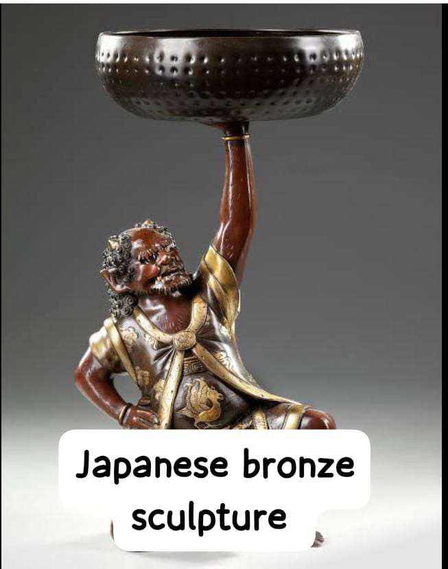 Ikoku with Hammer Japanese Bronze Sculptures